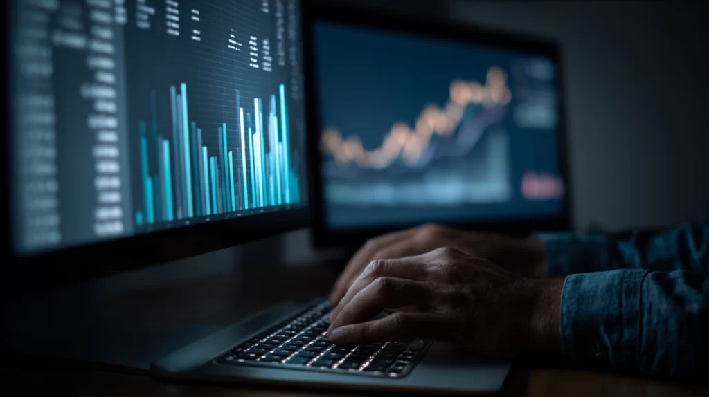 גבר מקליד במחשב